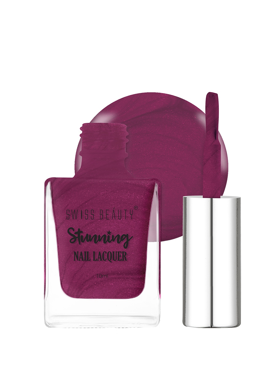 

SWISS BEAUTY Stunning Quick-Dry Nail Lacquer 10ml - Glitter Plum 106, Purple