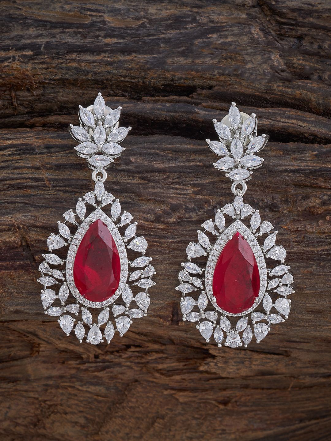 

Kushal's Fashion Jewellery Teardrop Shaped Drop Earrings, Red