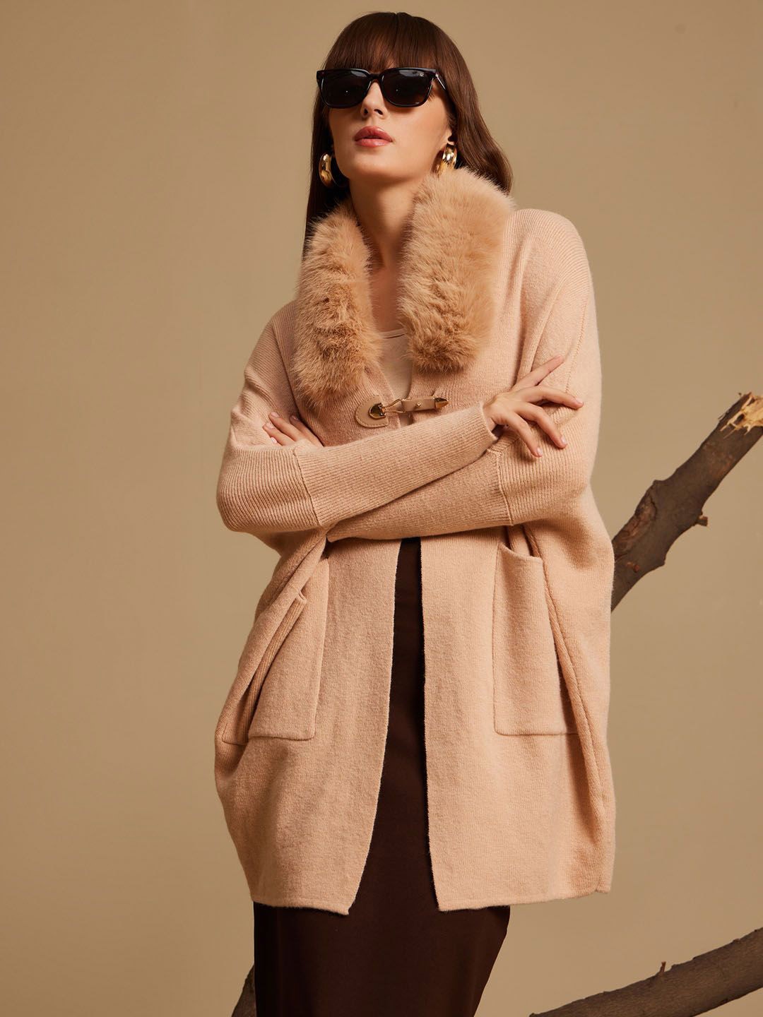 

Kazo Single-Breasted Longline Coat, Beige
