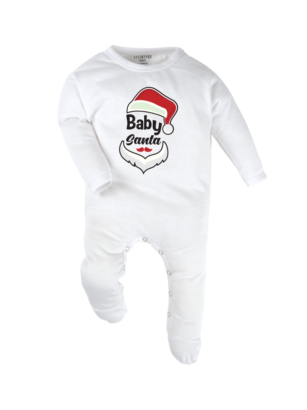 

FFLIRTYGO Infants Printed Pure Cotton Sleepsuit, White