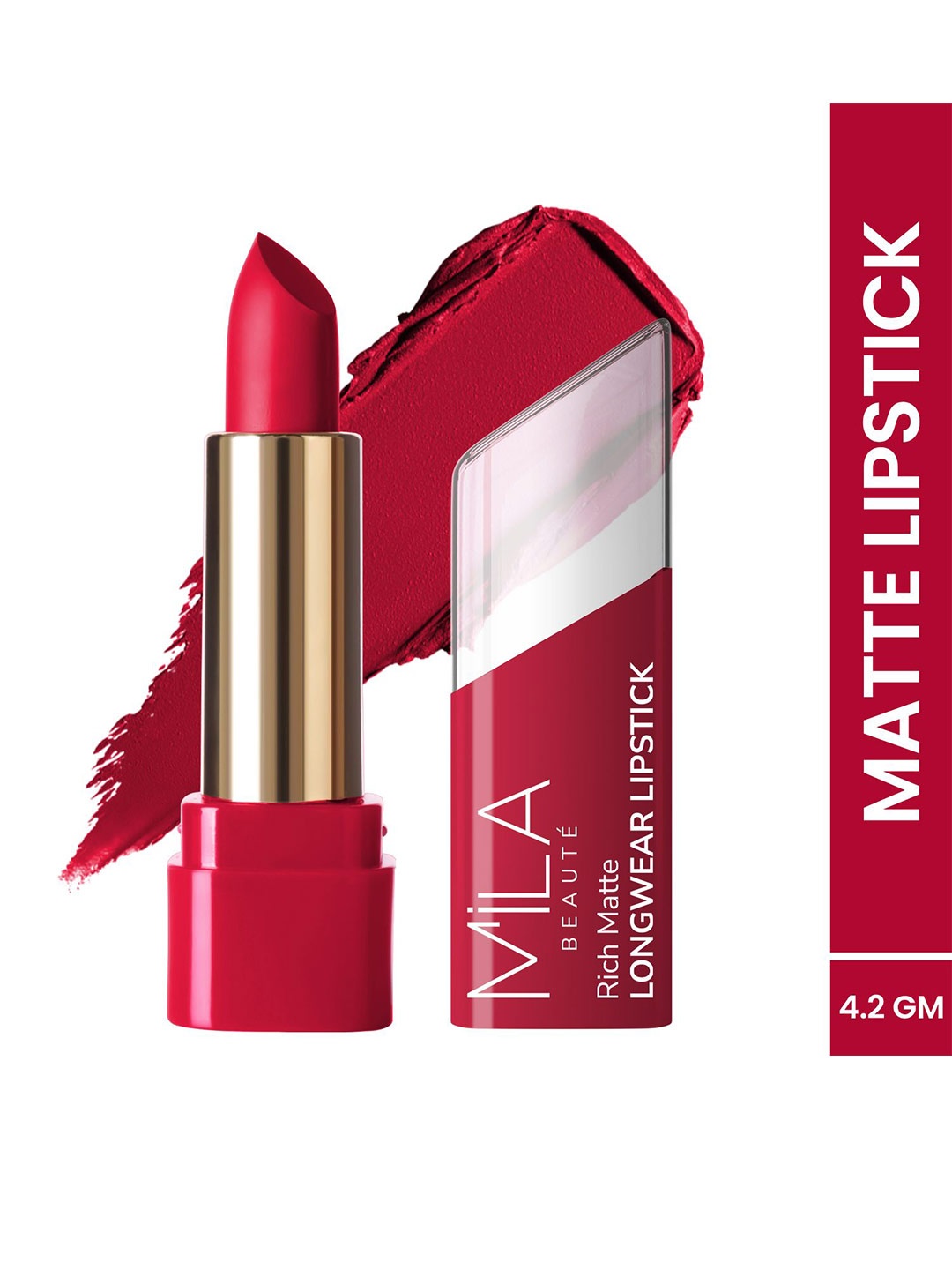 

MILA BEAUTE Rich Matte Longwear Bullet Vitamin E Lipstick - 4.2 g - Lady Danger, Red