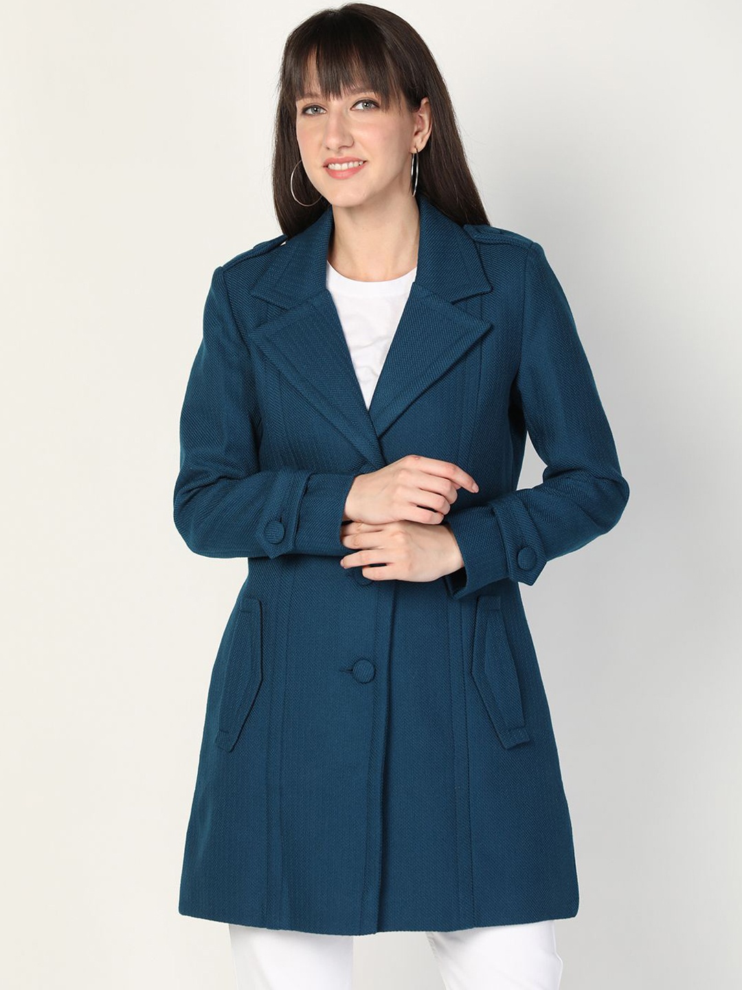 

The Roadster Lifestyle Co Single Breasted Trench Coat, Blue