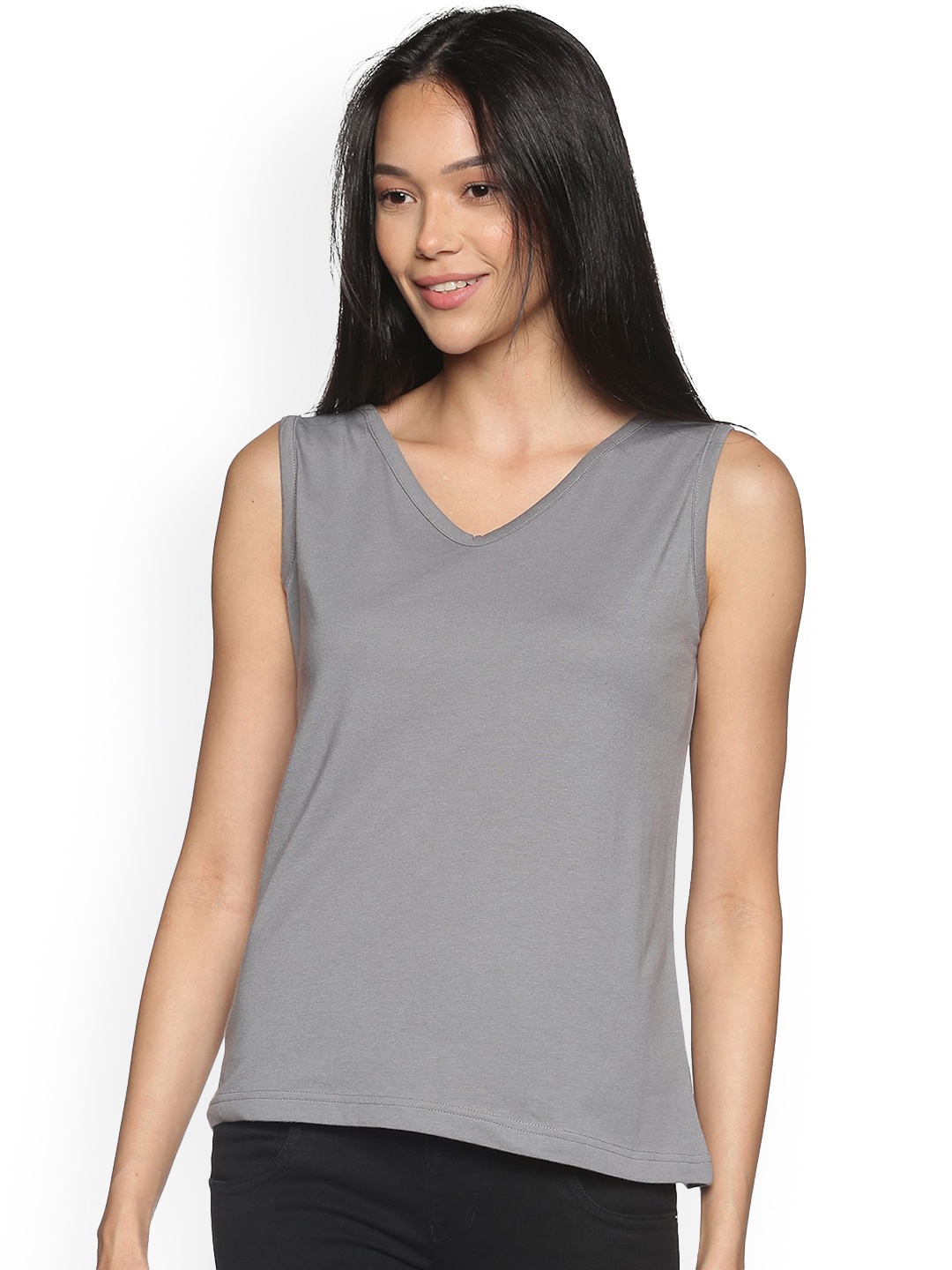 

ECOLINE Clothing Women Organic Cotton V Neck Tank Top, Grey