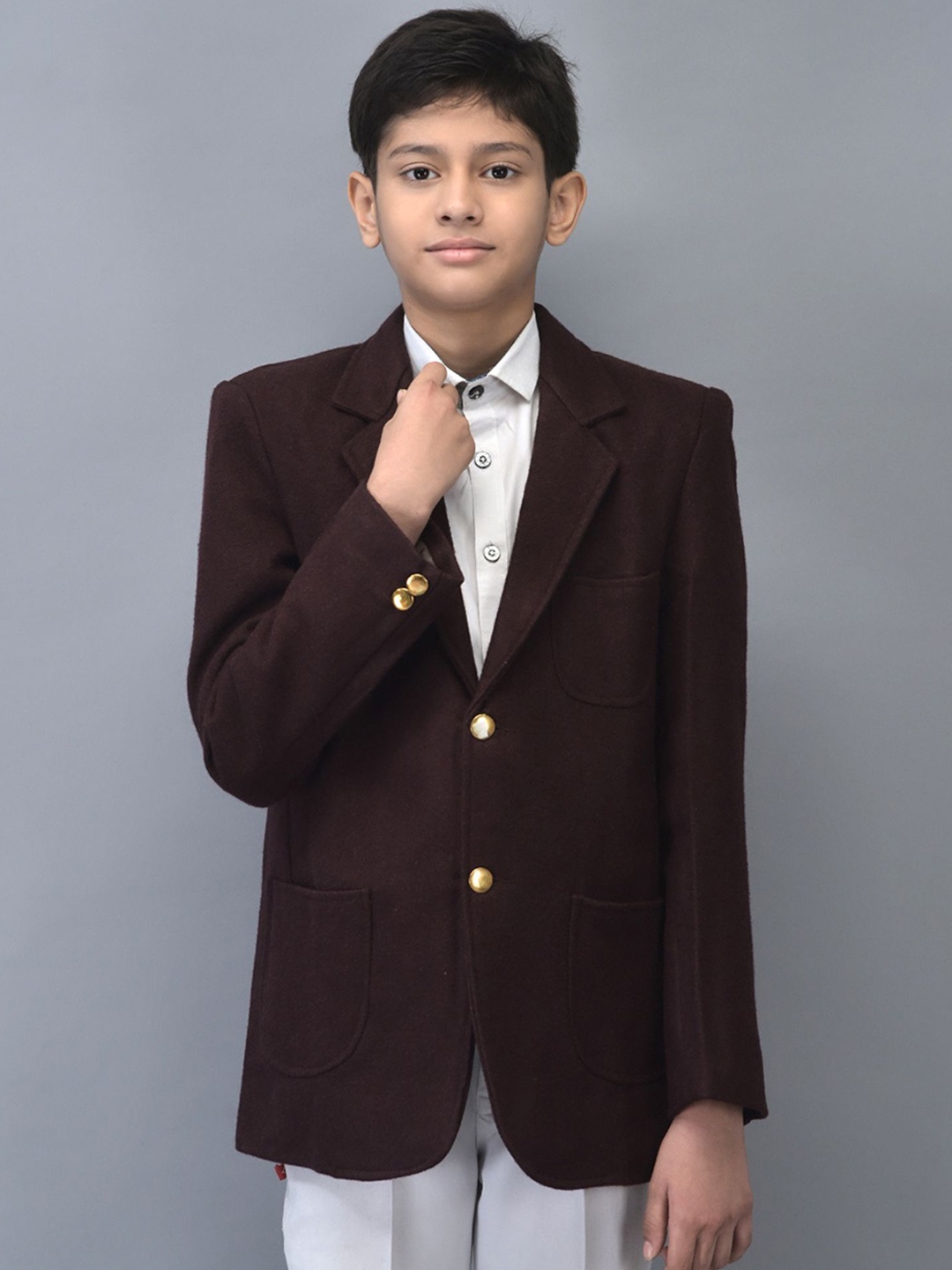 

Noty Kids Woolen Winter Blazer, Brown