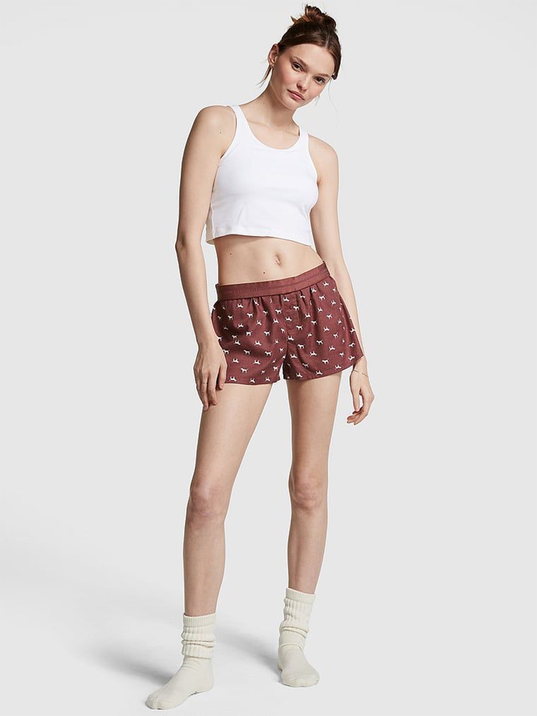 

Victoria's Secret Women Printed Lounge Shorts, Maroon