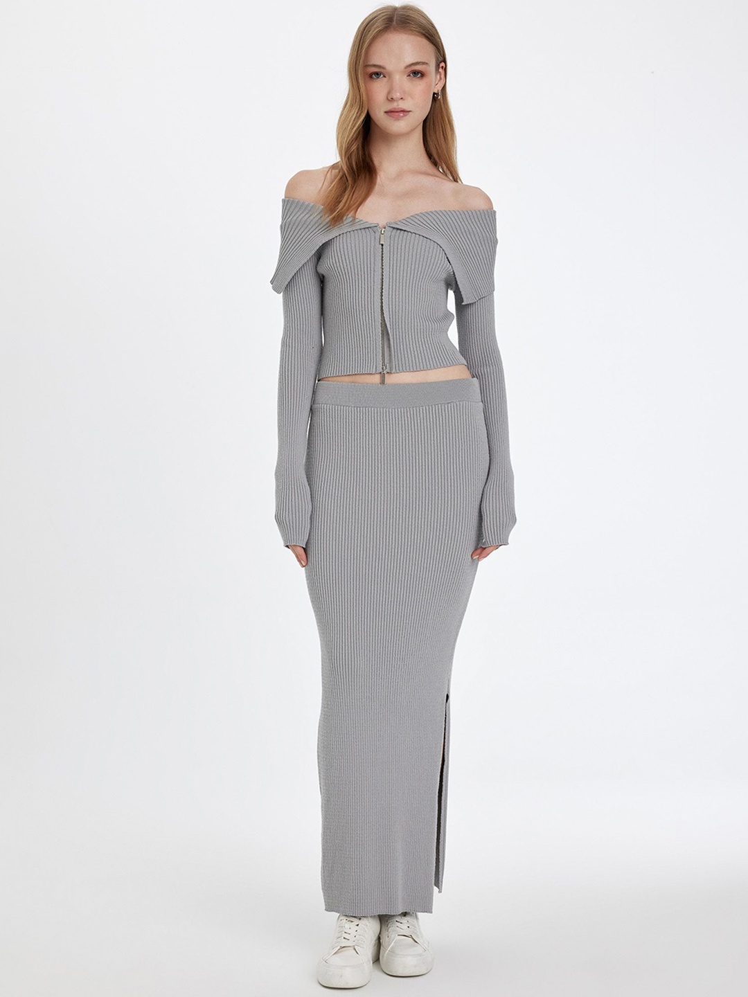 

DeFacto Pencil Maxi Skirt, Grey