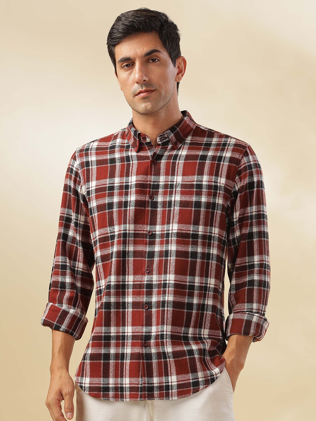 

HERE&NOW Men Slim Fit Tartan Checks Opaque Checked Casual Shirt, Multi