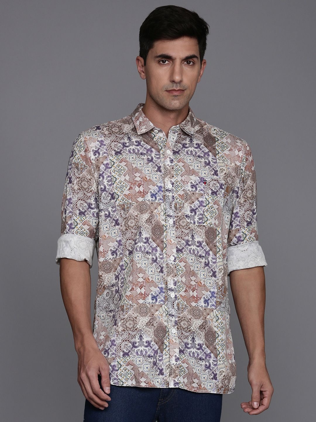 

Louis Philippe Jeans Slim Fit Ethnic Printed Casual Shirt, Multi