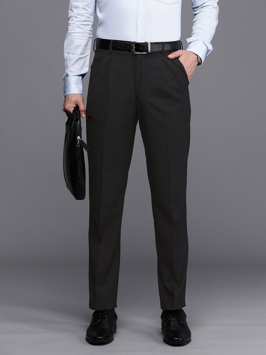 

Louis Philippe Men Classic Fit Formal Trousers, Black