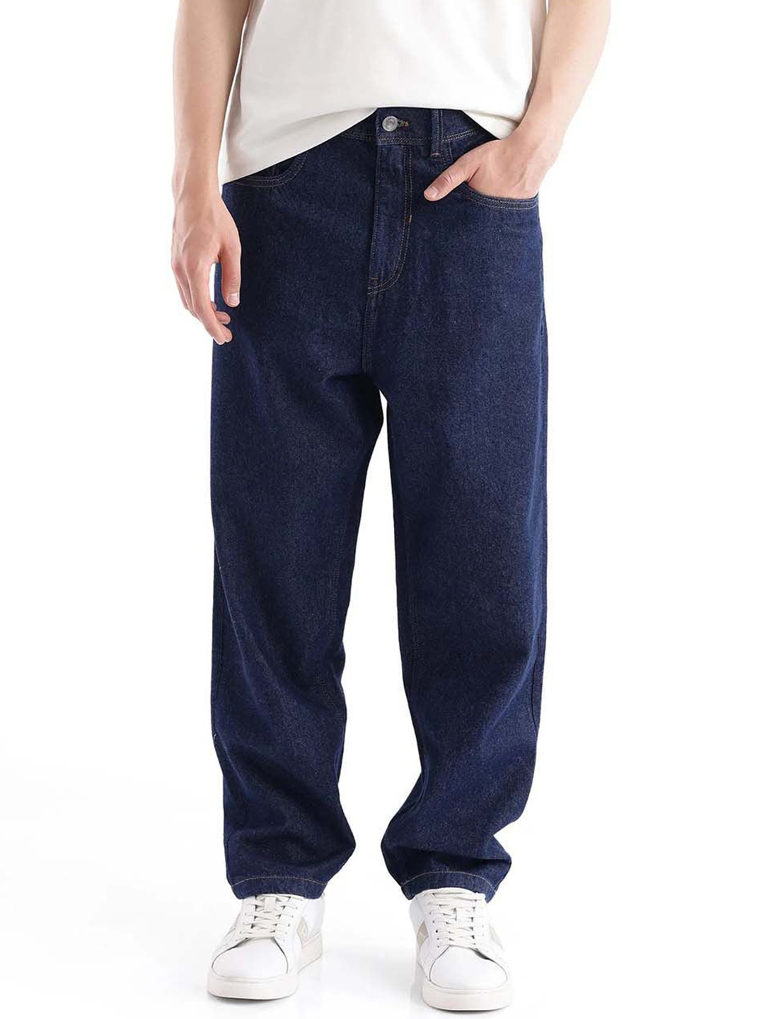 

RARE RABBIT Men Comfort Regular Fit Mid-Rise Jeans, Blue