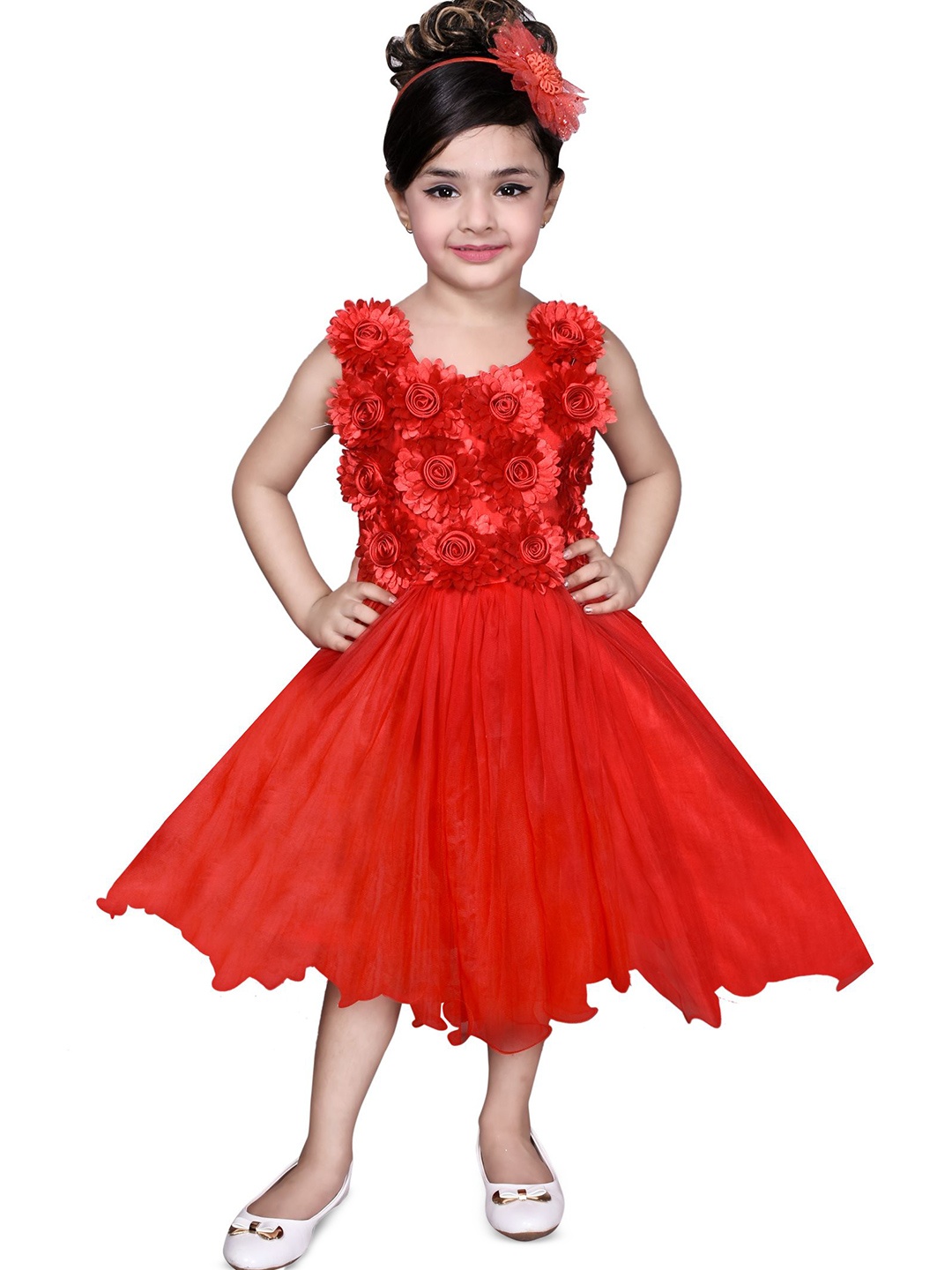 

BAESD Floral Net Fit & Flare Dress, Red