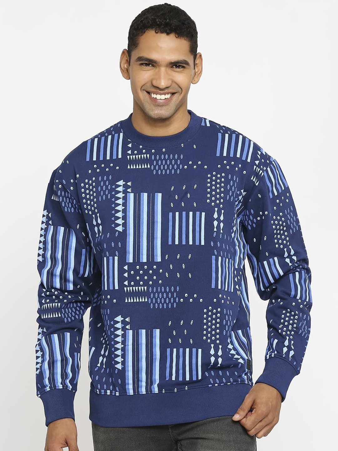 

Basics Men Printed Sweatshirt, Navy blue