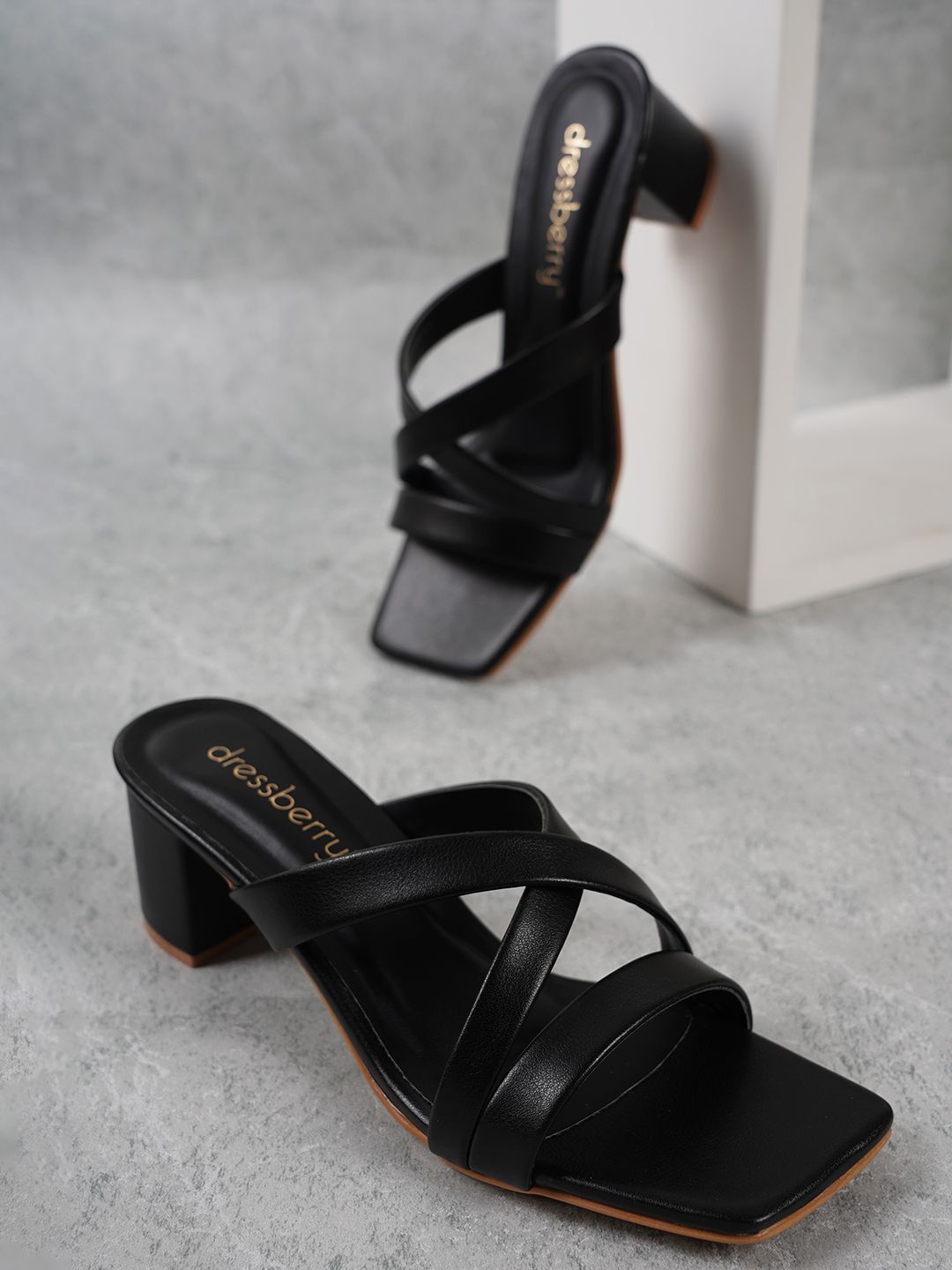 

DressBerry Block Sandals, Black