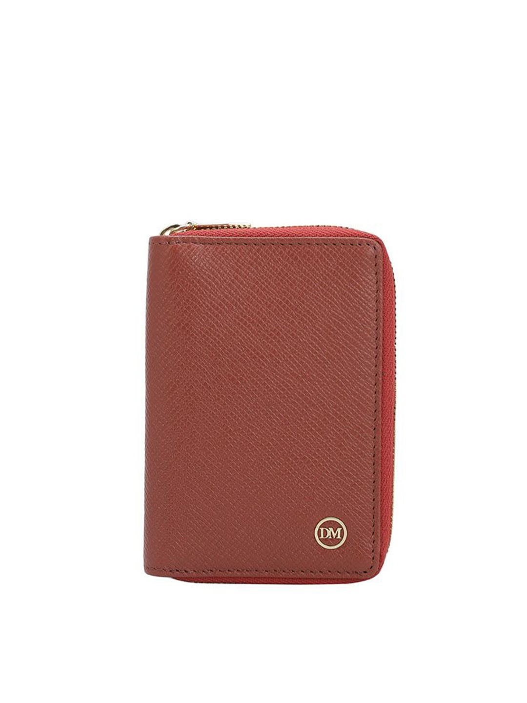 

Da Milano Unisex Textured Leather Card Holder, Red