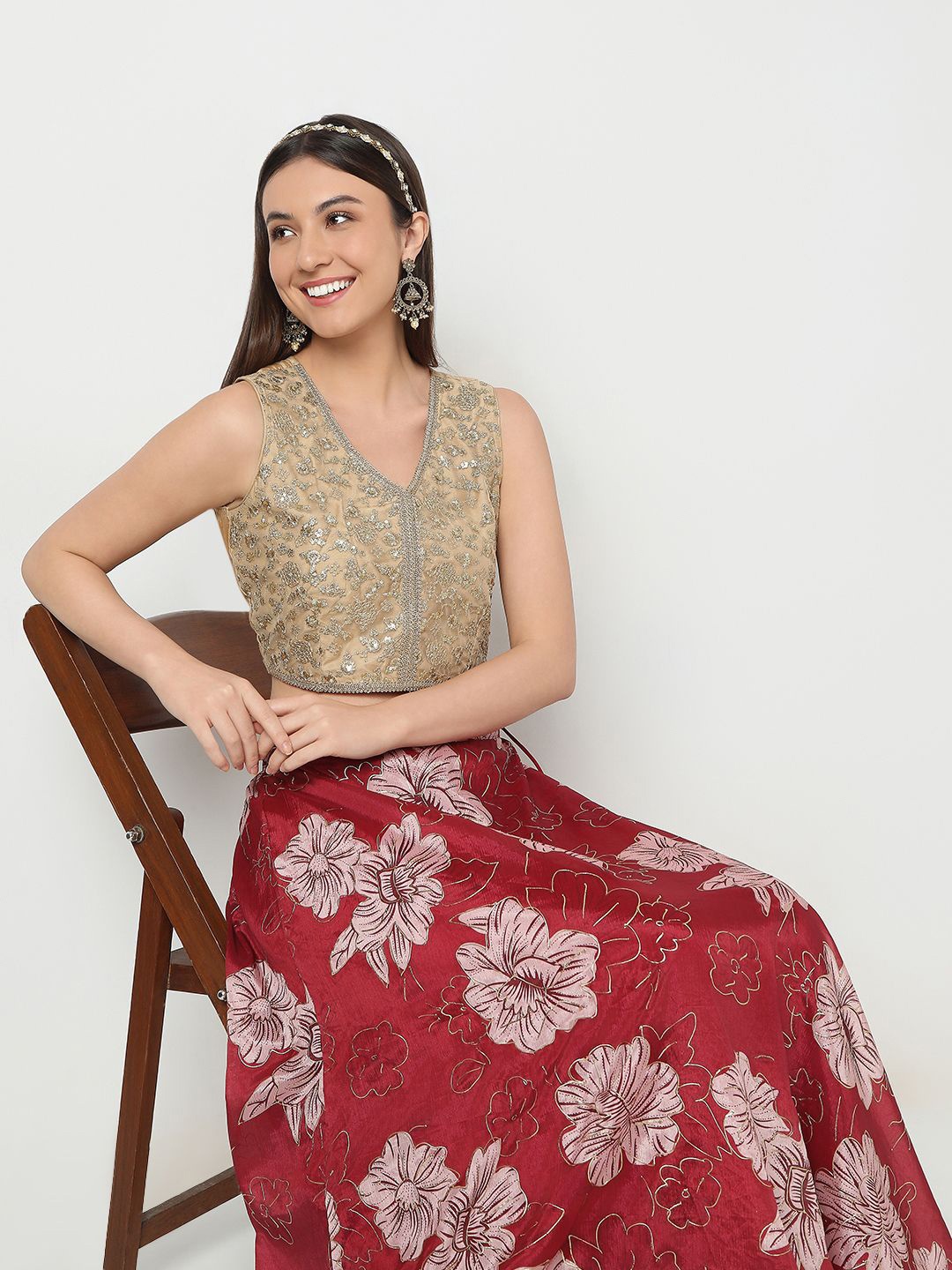 

Ethnicity Floral Print Top, Brown