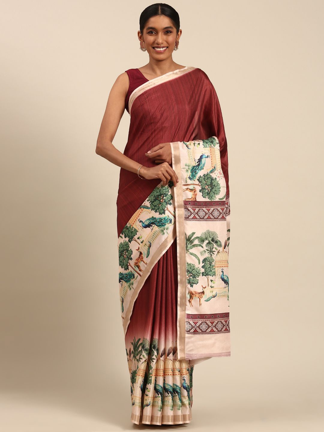 

Fashion Petals Tussar Saree, Maroon