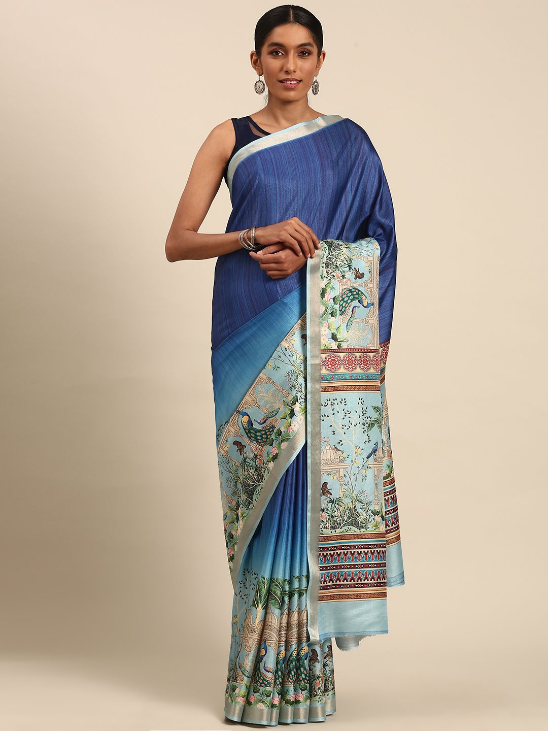 

Fashion Petals Ethnic Motifs Tussar Saree, Blue