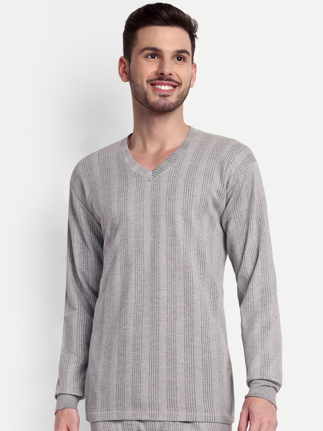 

ZEFFIT Ribbed Cotton Thermal Top, Grey