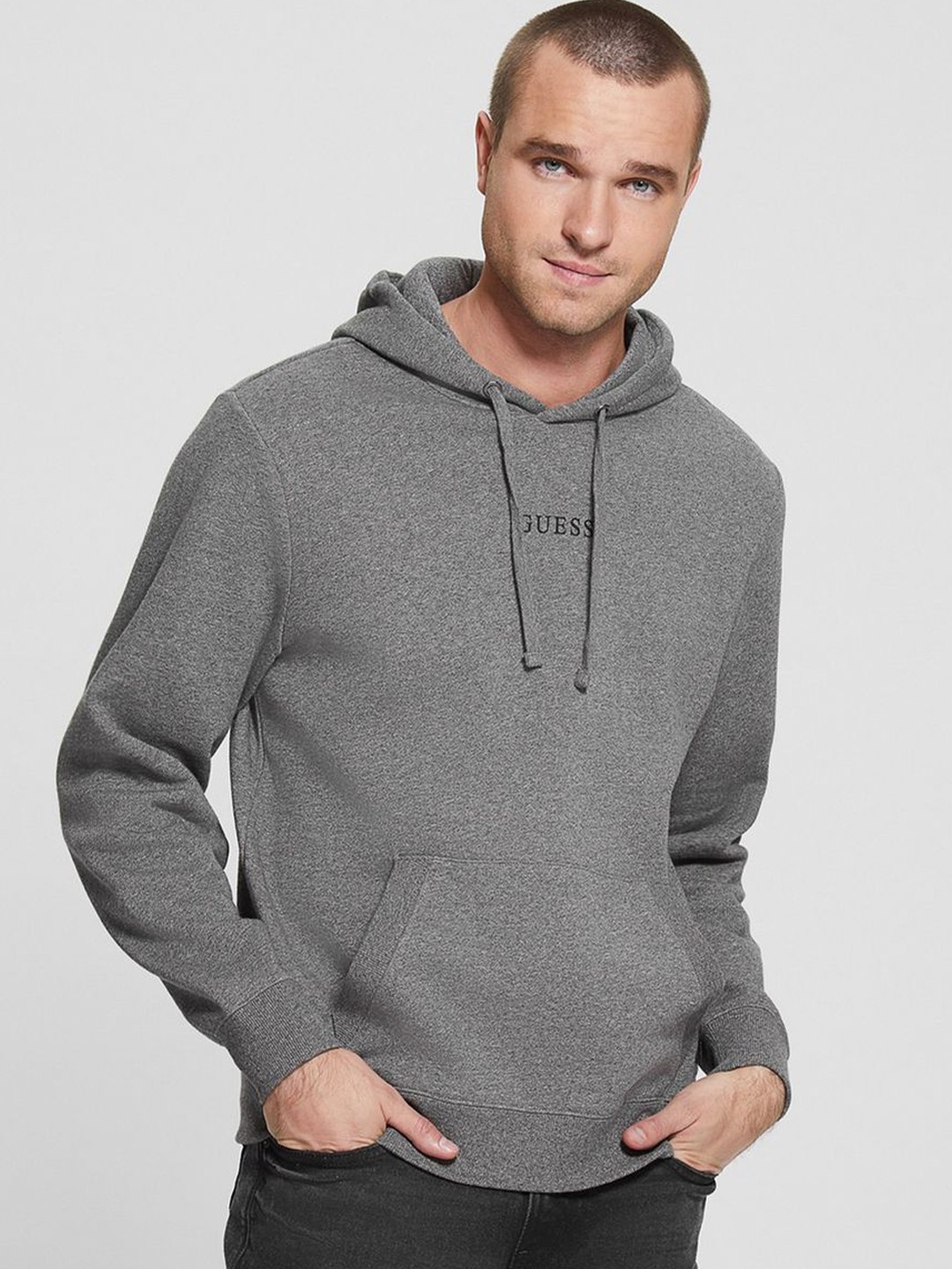

GUESS Men Hooded Sweatshirt, Grey