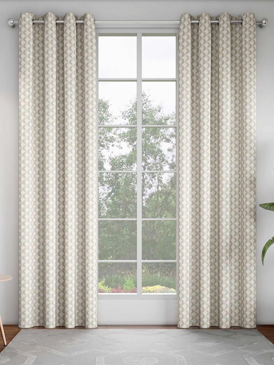 

GM Beige & Cream-Coloured Set of 2 Ethnic Motifs Room Darkening Door Curtain