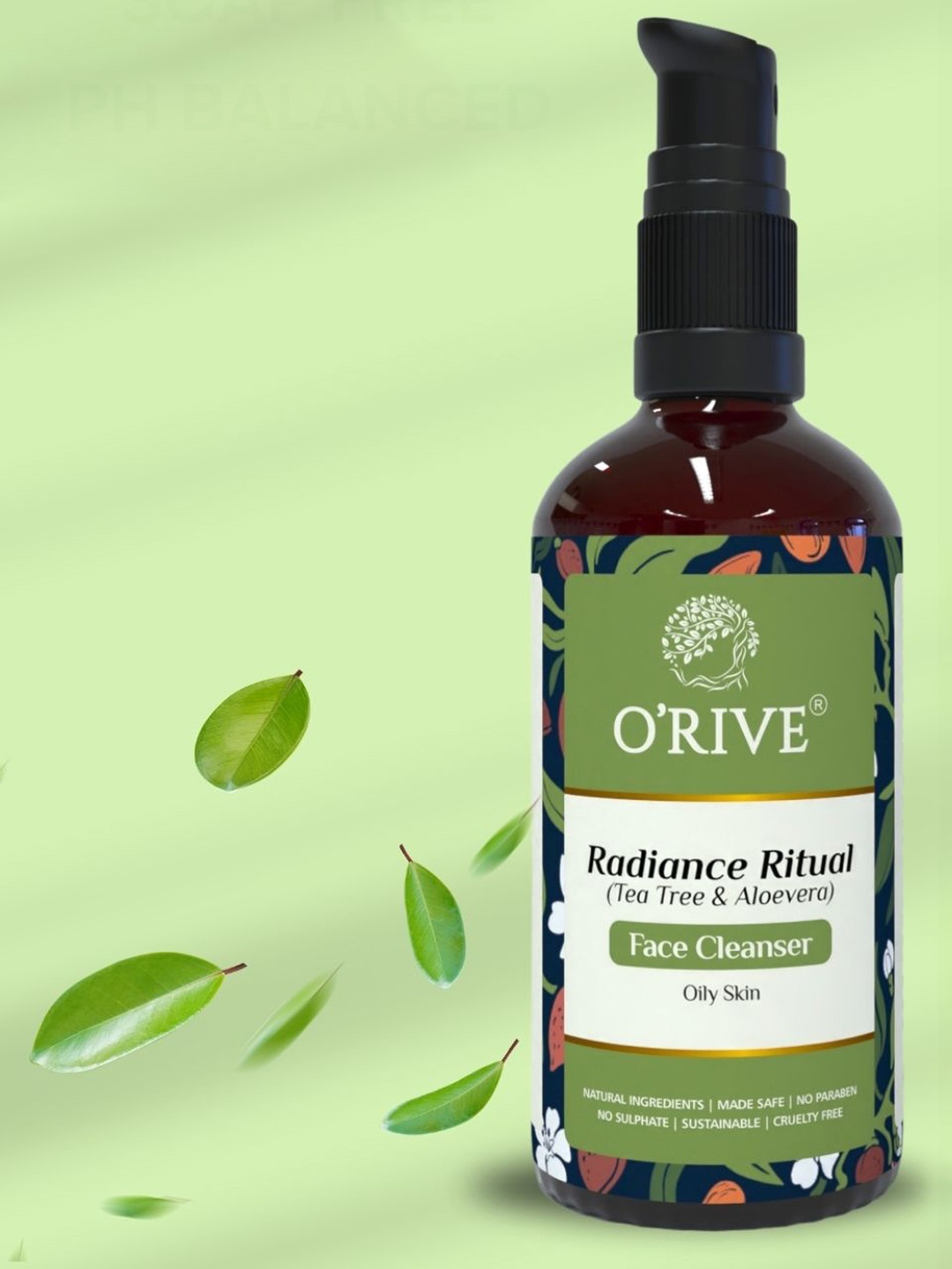 

ORIVE ORGANICS Radiance Ritual Face Cleanser With Tea Tree & Aloevera For Oily Skin- 50 ml, Transparent