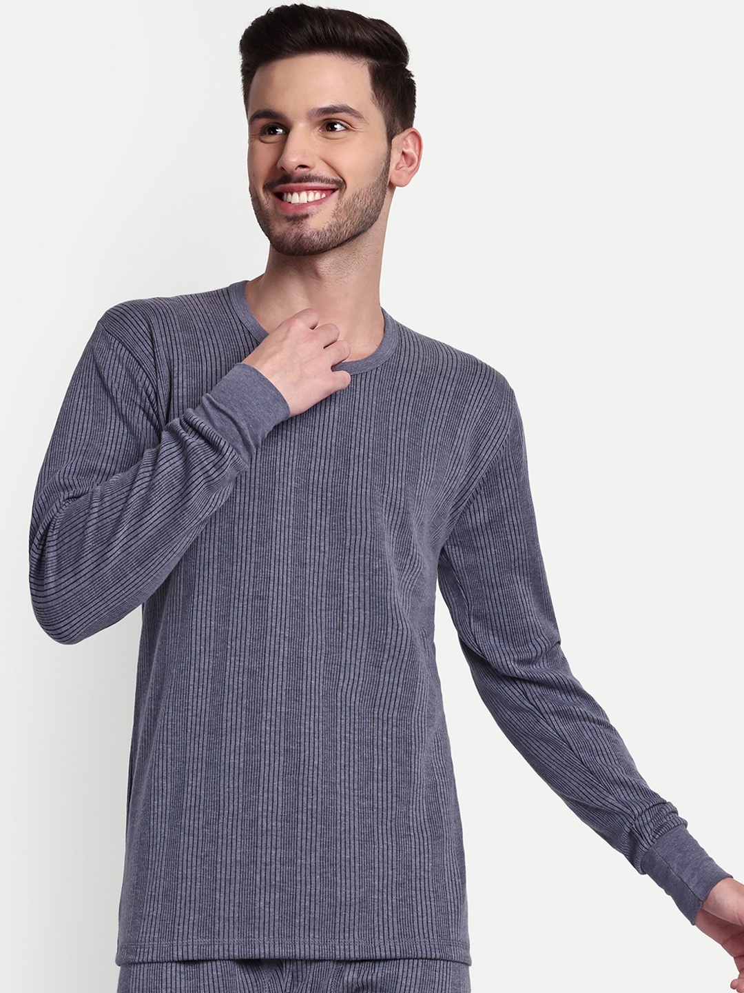

ZEFFIT Ribbed Cotton Thermal Top, Navy blue