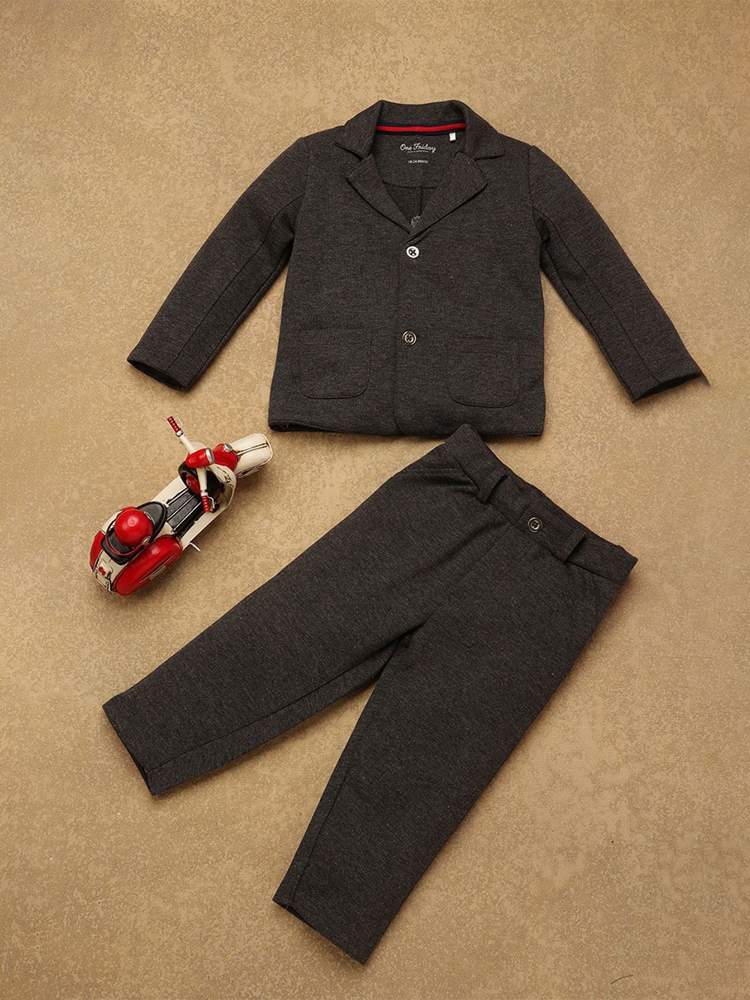 

One Friday Boys Breasted Two-Piece Suit, Grey