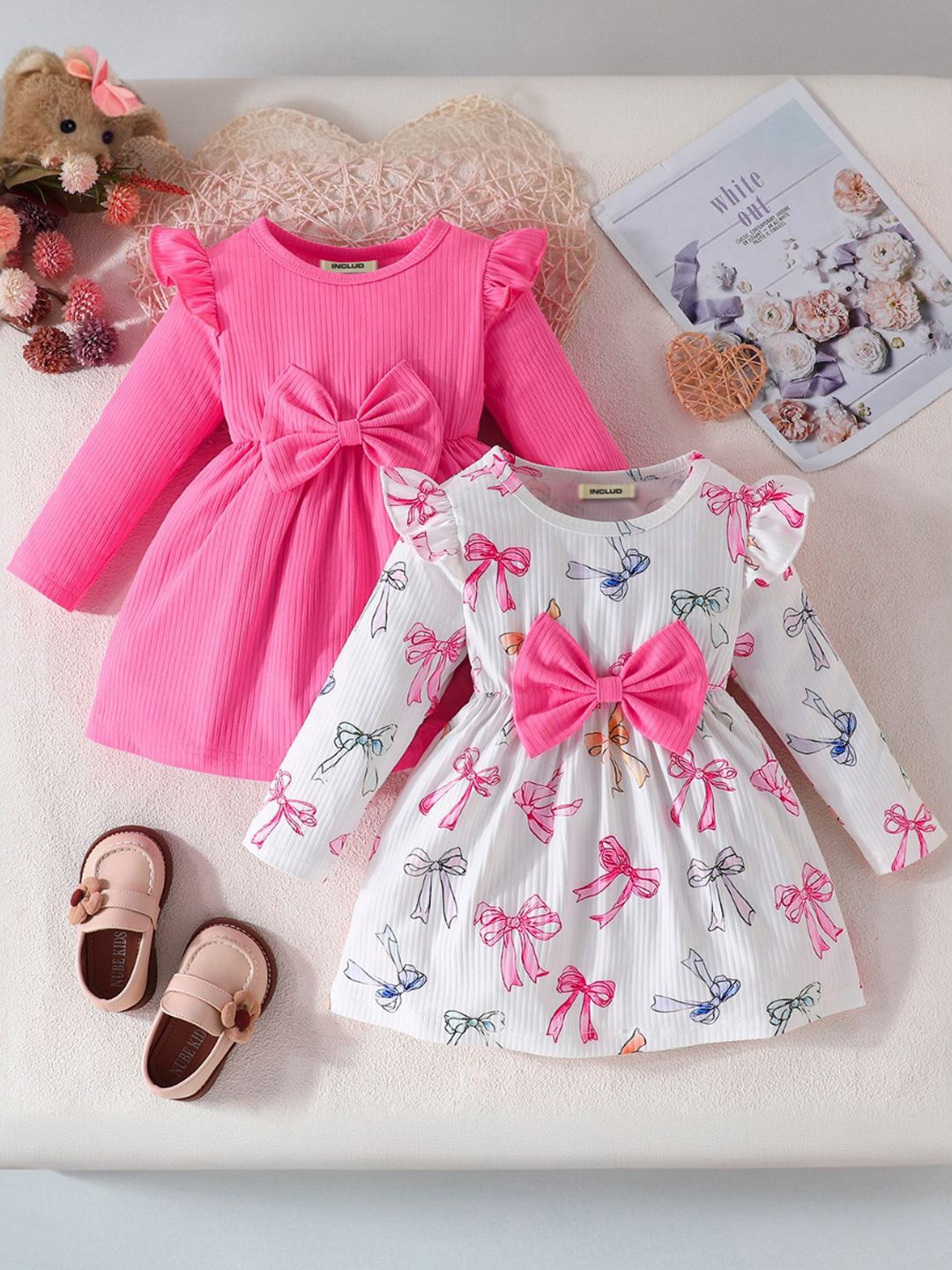 

INCLUD Print Fit & Flare Dress, Pink