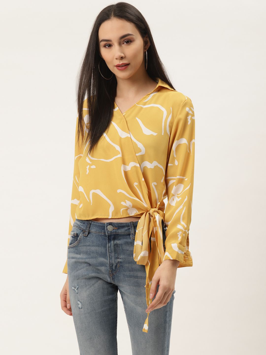 

BAESD Crepe Wrap Top, Yellow