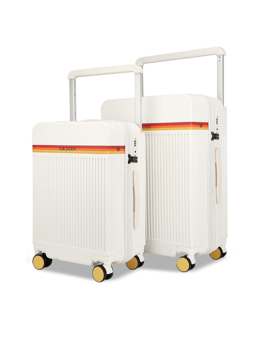 

FUR JADEN The Aviator Set Of 2 Textured Hard-Sided Trolley Suitcase, White