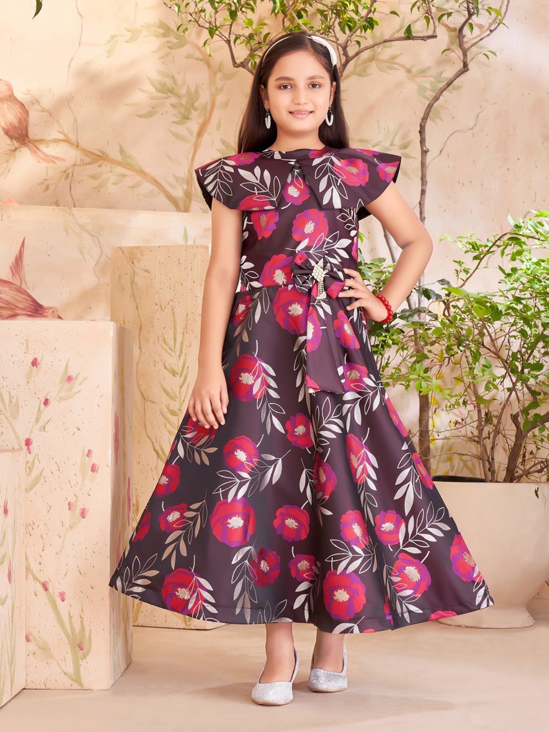 

HERE&NOW Floral Print Maxi Dress, Burgundy