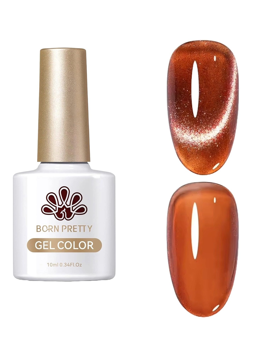 

BORN PRETTY Amber Crystal Cat eye Magnetic Nail Gel Polish- 10 ml- AC06, Orange