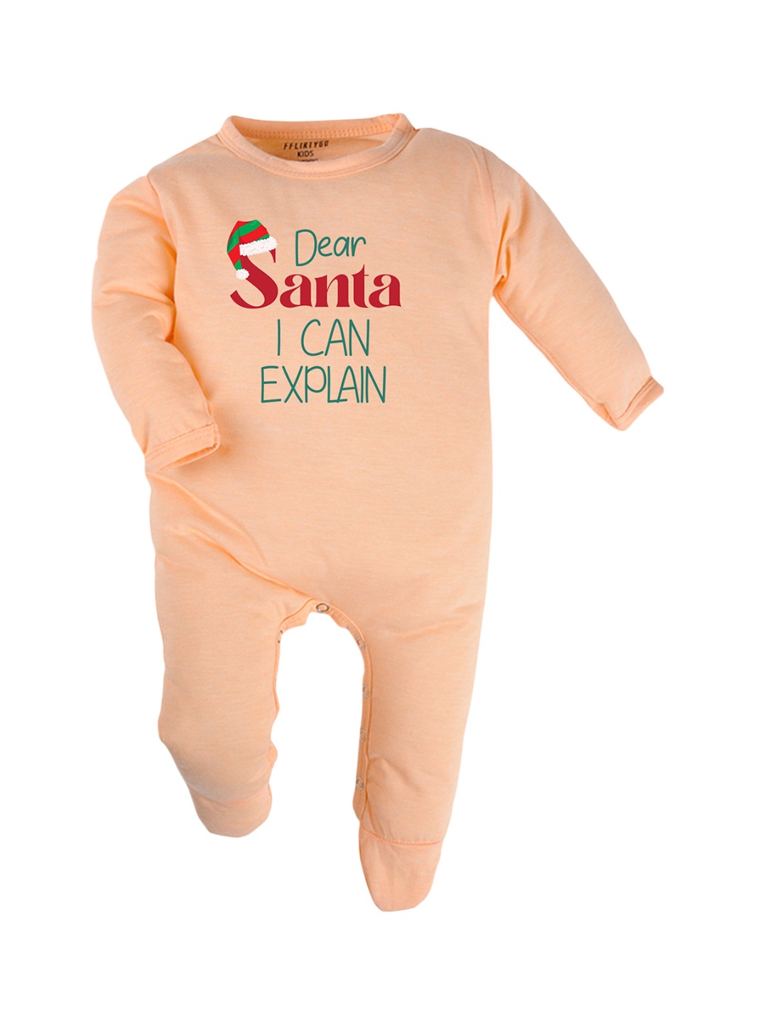 

FFLIRTYGO Infants Printed Pure Cotton Sleepsuit, Peach