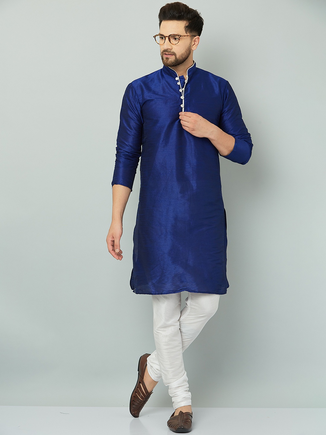 

LEMONX Men Regular Pure Silk Kurta with Pyjamas, Blue