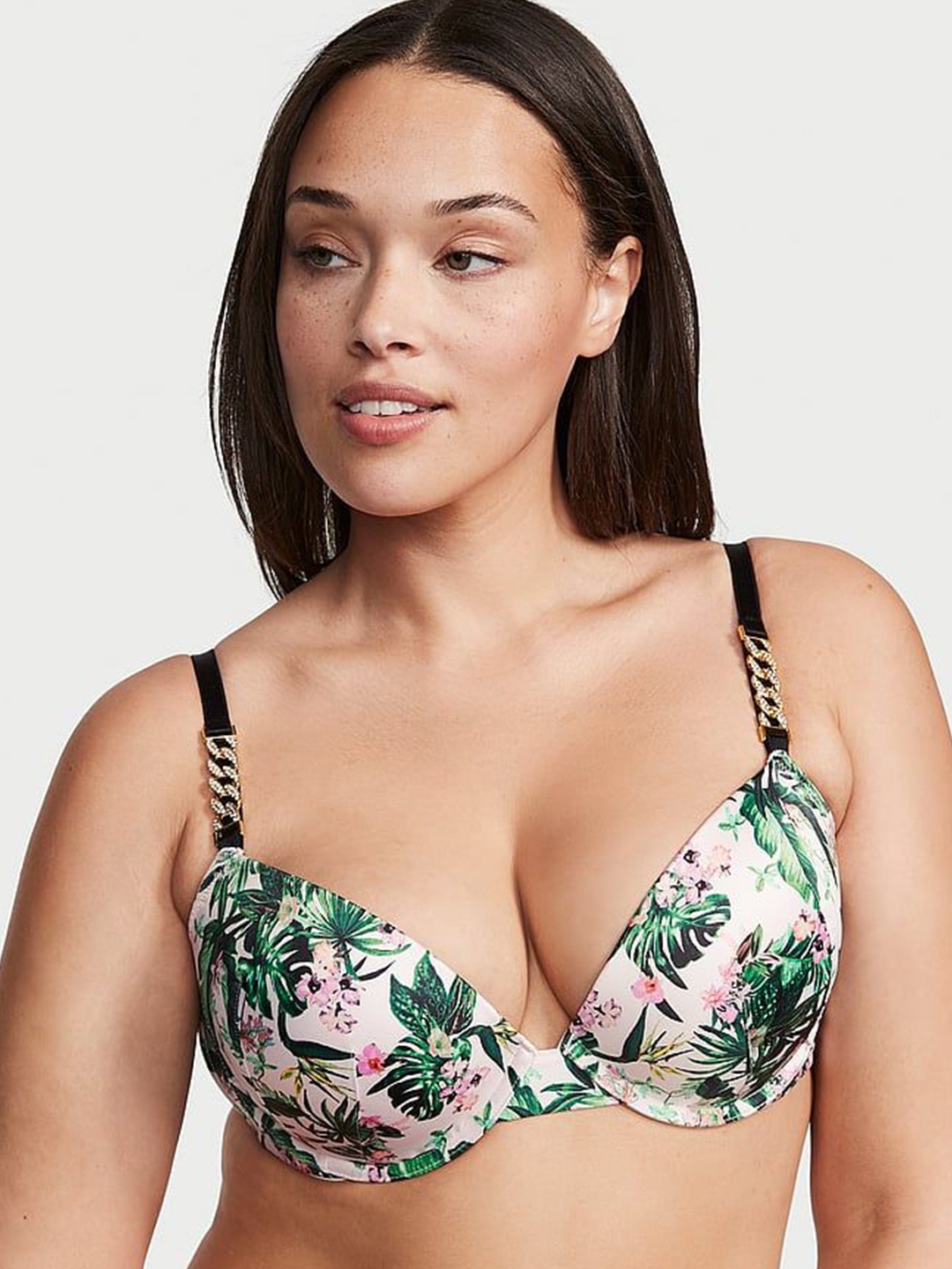 

Victoria's Secret Floral Bra Medium Coverage Underwired Heavily Padded, White