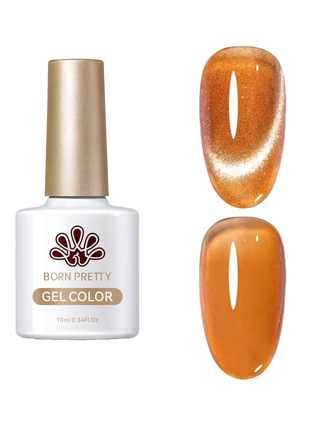 

BORN PRETTY Amber Crystal Cat Eye Magnetic Gel Color Nail Polish 10 ml - Shade AC03, Orange