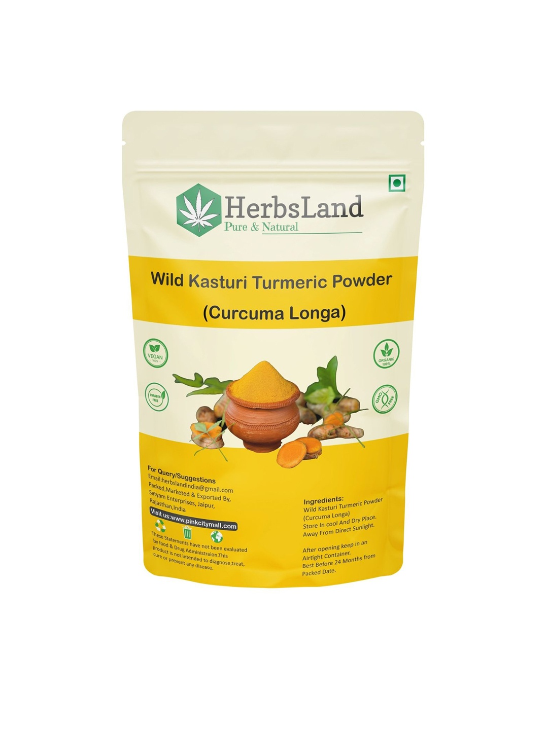 

HerbsLand Kasturi Wild Turmeric Powder For Glowing & Radiant Skin - 150 g, Yellow