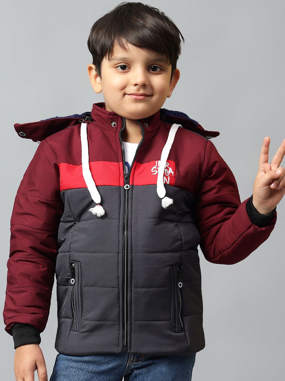 

BAESD Boys Bomber with Patchwork Jacket, Maroon