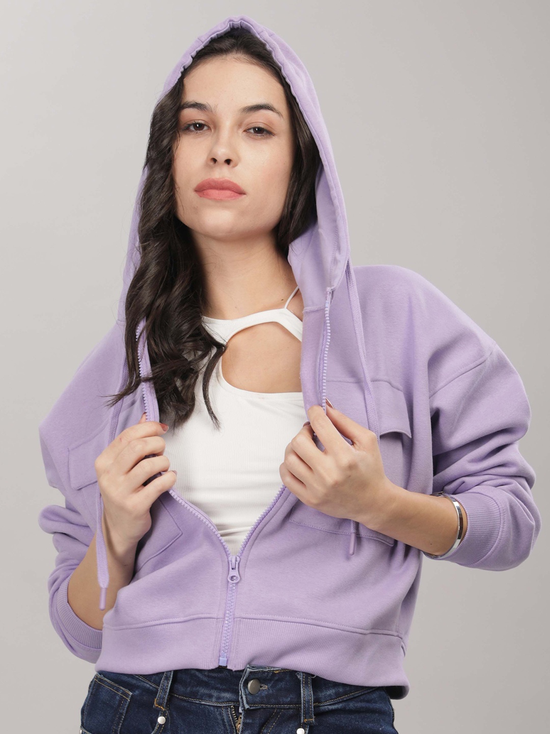 

HEYLAY Women Hooded Sweatshirt, Violet