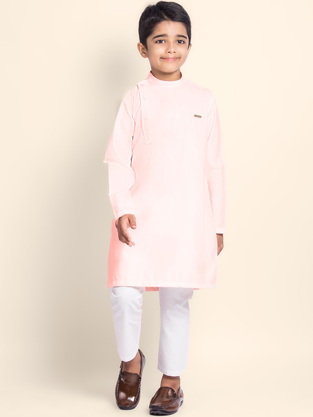 

DEVOILER Boys Thread Work Kurta, Pink