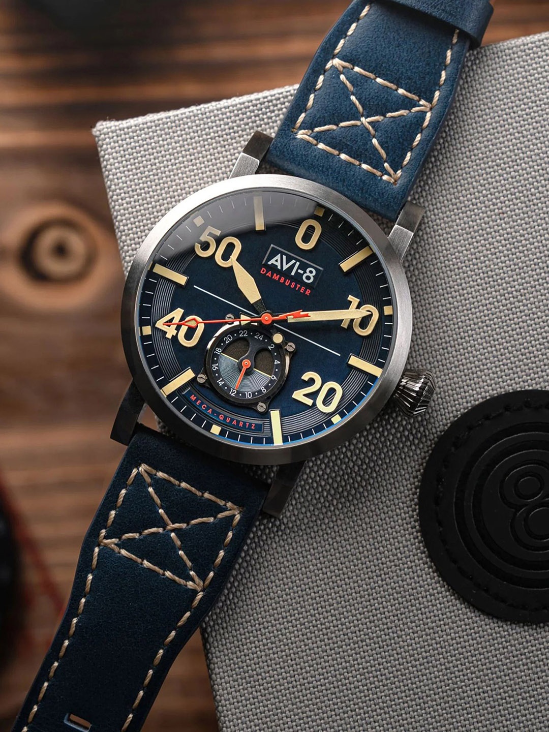 

AVI-8 Men Brass Dial & Leather Straps Analogue Multi Function Watch AV-4113-01, Blue