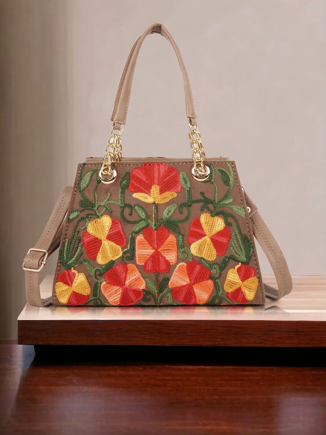 

YOYOWING Colourblocked Structured Tote Bag, Brown