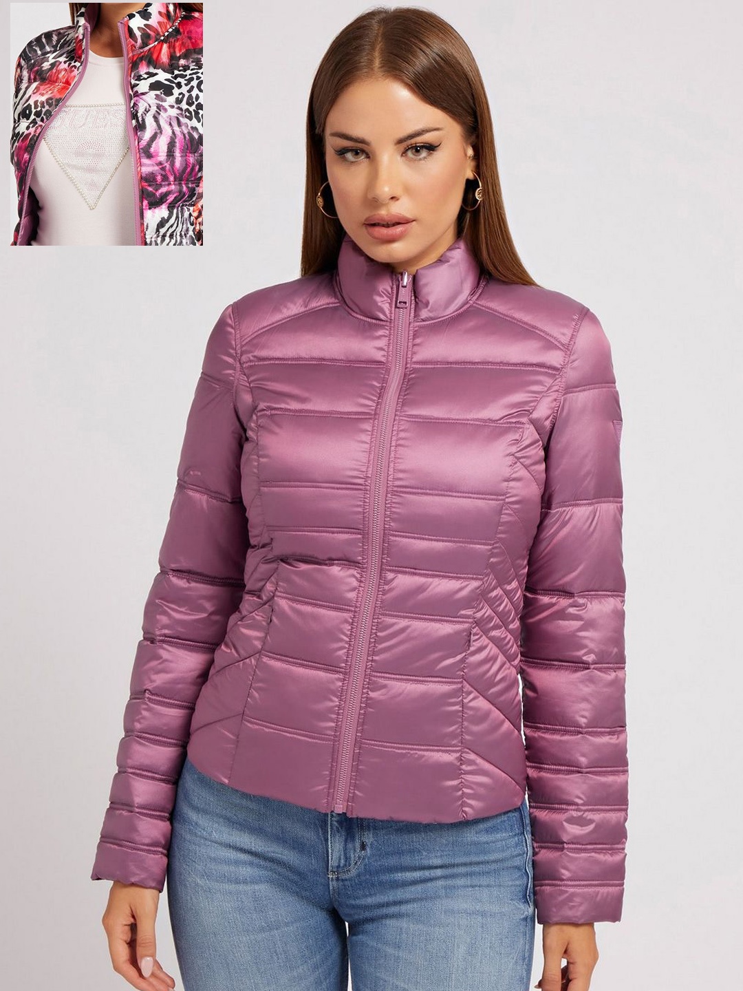 

GUESS Women Reversible Puffer Jacket, Purple