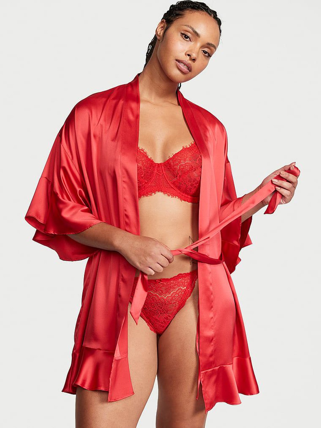 

Victoria's Secret Mini Robe With Belt, Red