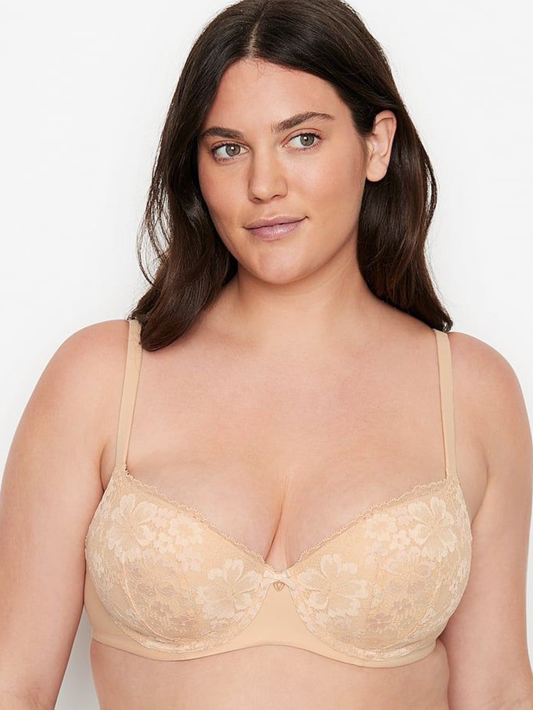 

Victoria's Secret Floral Bra Medium Coverage Underwired Lightly Padded, Beige