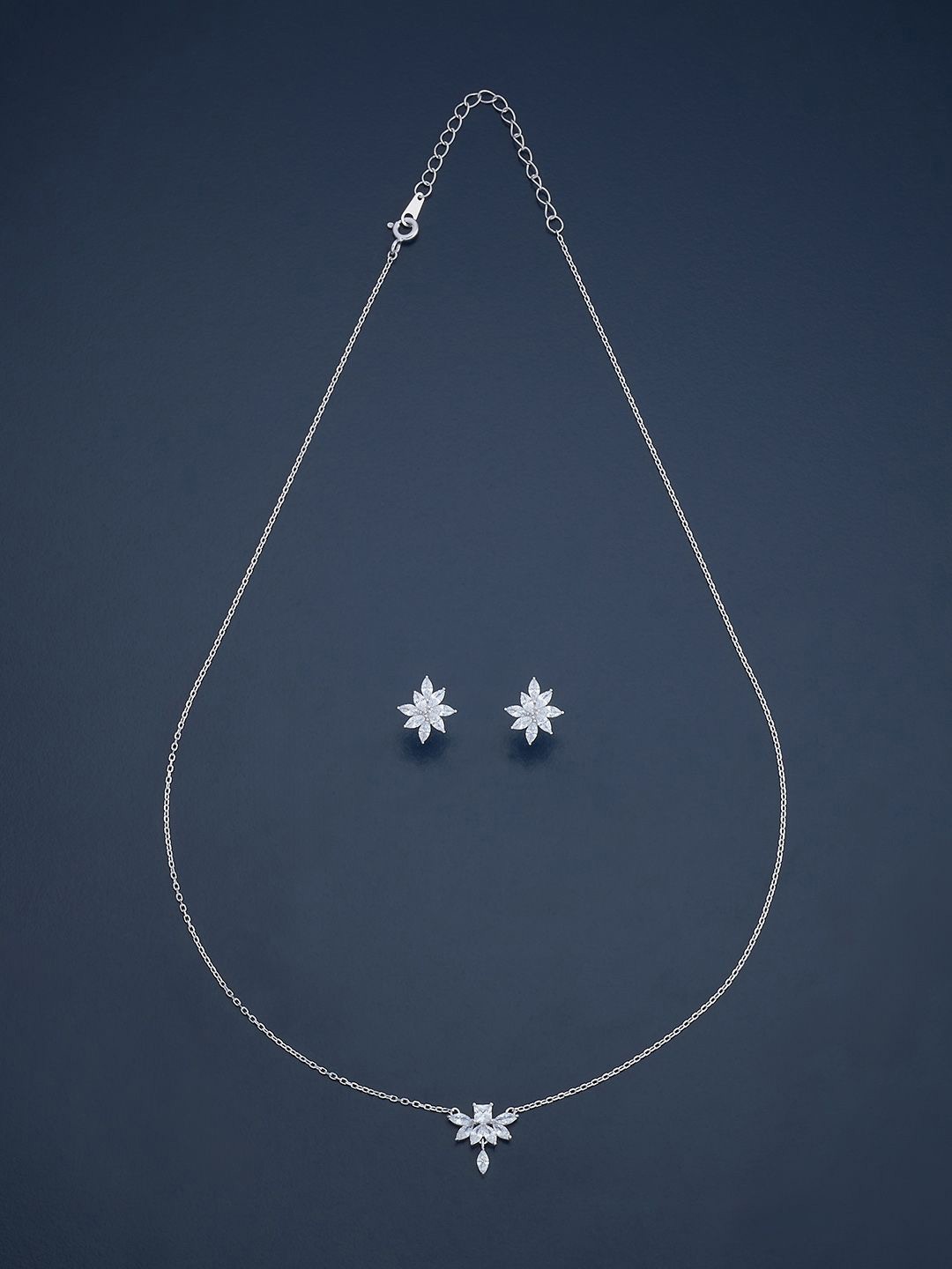 

Kushal's Fashion Jewellery Silver Rhodium-Plated CZ-Stone Studded Jewellery Set