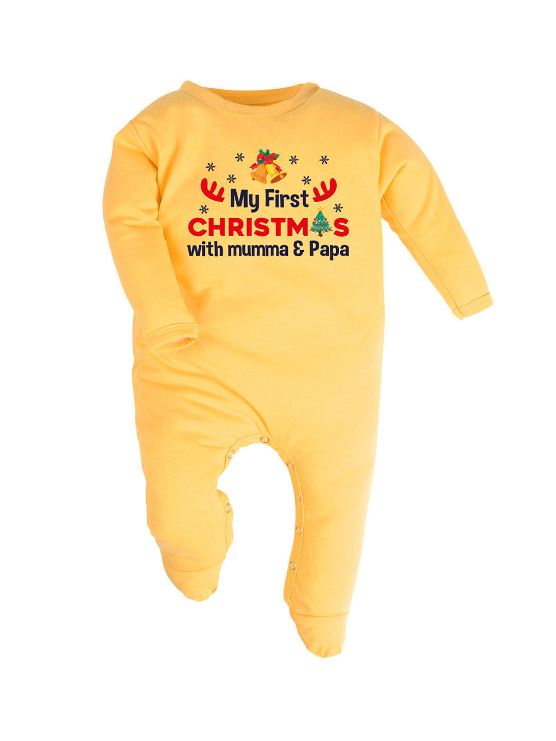 

FFLIRTYGO Kids Infants Printed Pure Cotton Sleepsuit, Yellow