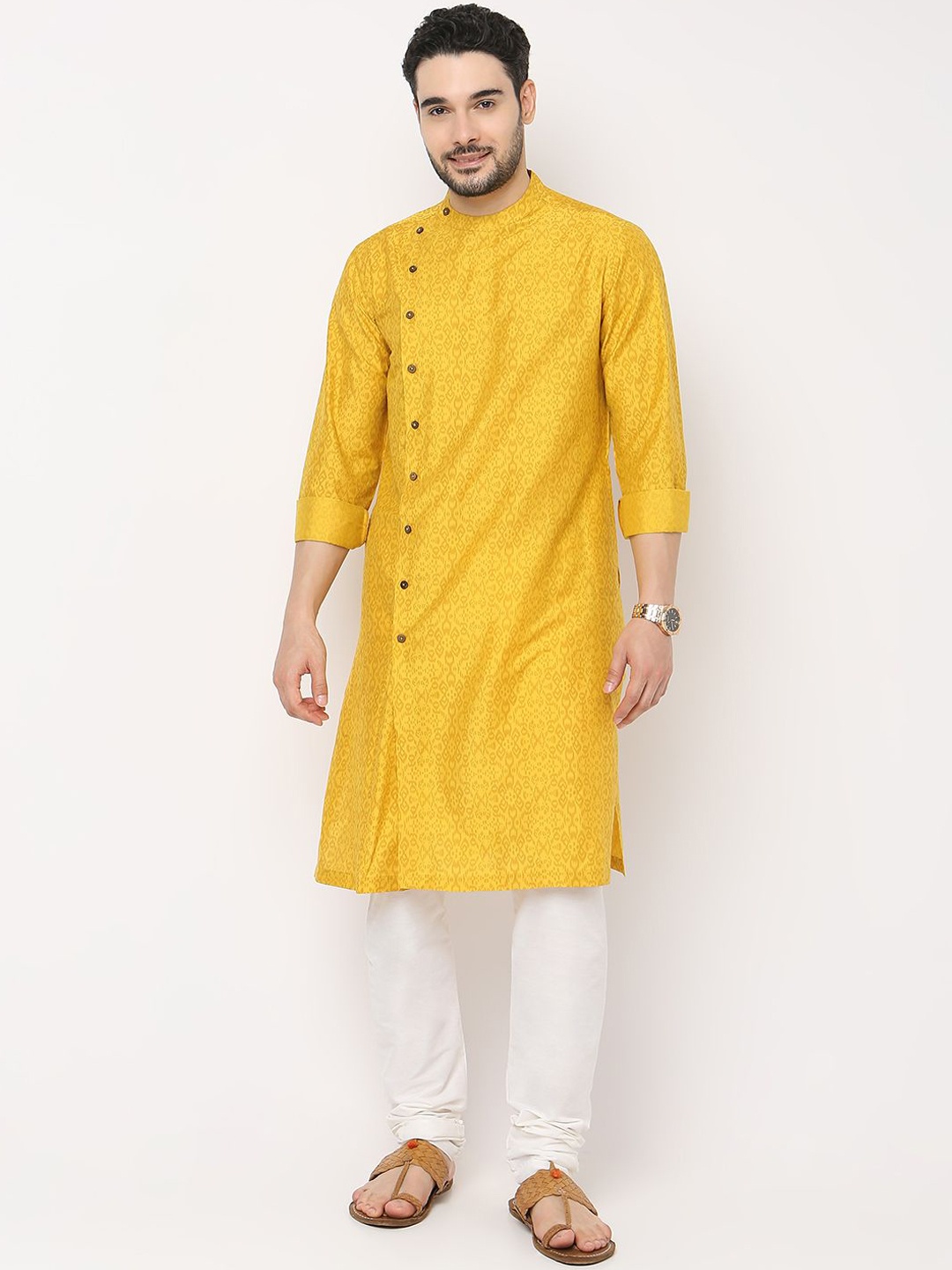 

Ethnicity Men Striped Kurta, Yellow