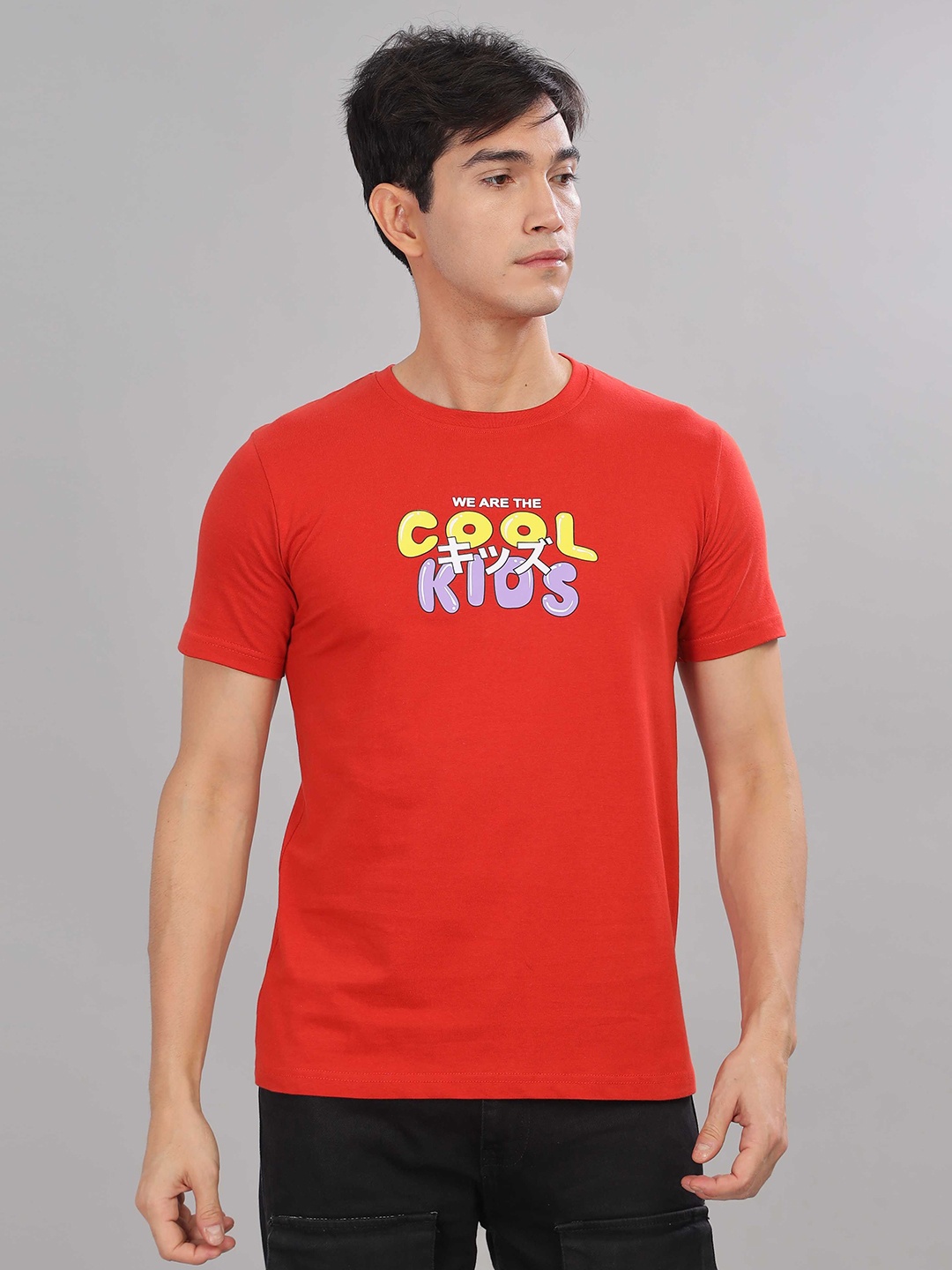 

TOMHIDDLE Men Printed Applique T-shirt, Red