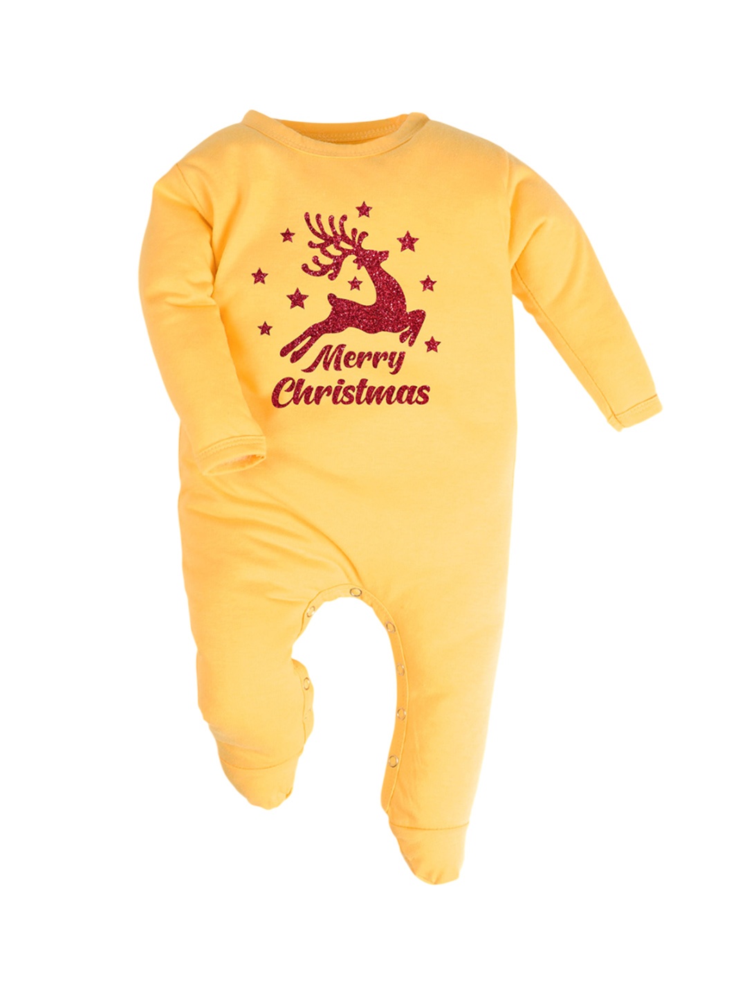 

FFLIRTYGO Infants Printed Pure Cotton Sleepsuit, Yellow